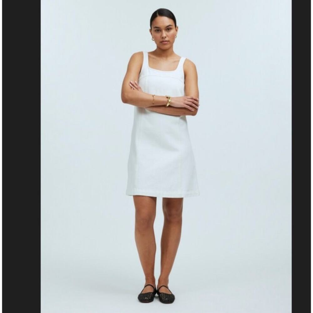 Madewell Denim A-line Sleeveless Mini dress in White